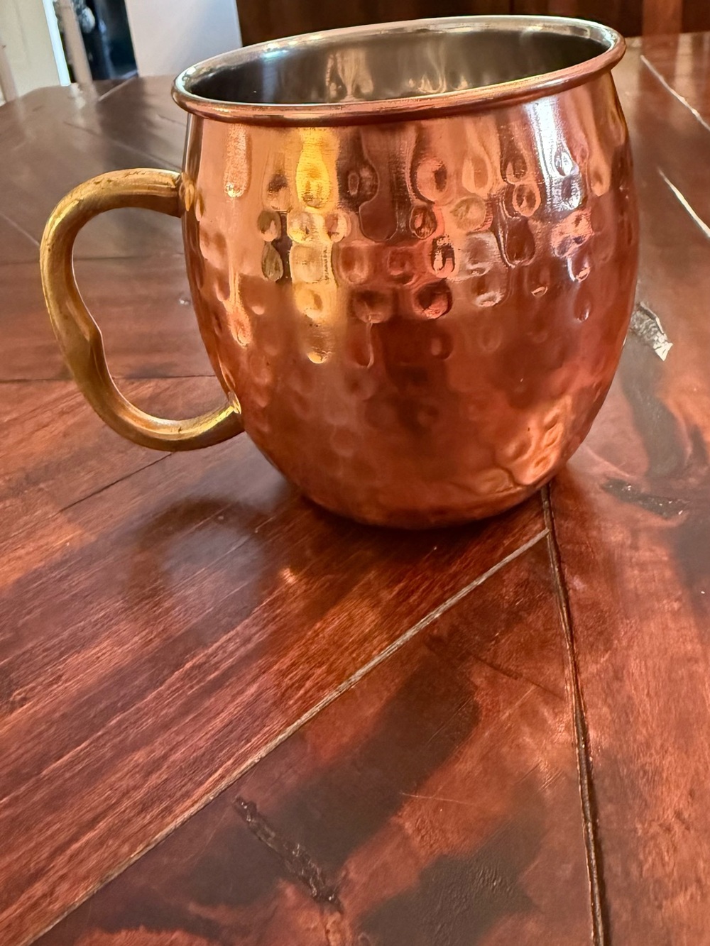 Hammered Copper-Tone Moscow Mule Mug with Brass-Style Handle